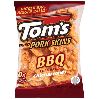 Tom's® BBQ Flavored Chicharrones Fried Pork Skins 2.375 oz. Bag