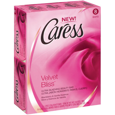 Caress Velvet Bliss Ultra Silkening W/Blackberry & Vanilla Essence Beauty Bars 8 Pk Box