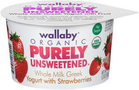 Wallaby® Organic Purely Unsweetened™ Whole Milk Greek Yogurt with Strawberries 5.3 oz. Cup