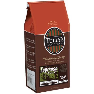 Tully's Coffee Grand Whole Bean Dark Roast Espresso Roast 12 Oz Stand Up Bag