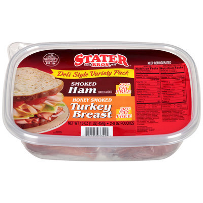 Stater Bros.® Deli Style Variety Pack Smoked Ham/Honey Smoked Turkey Breast 2-8 oz. Pouches