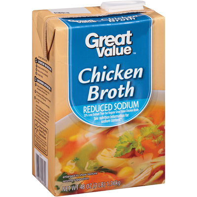 Great Value™ Reduced Sodium Chicken Broth 48 oz. Aseptic Carton