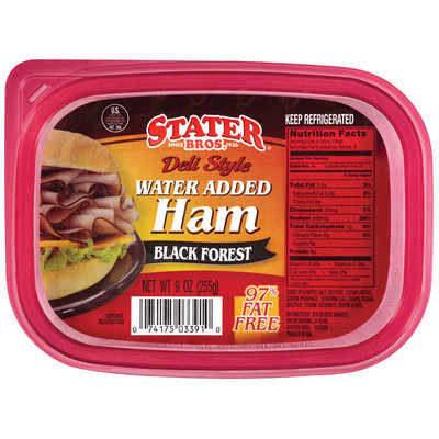 Stater Bros. Black Forest Deli Style 97% Fat Free Ham 9 Oz Tub