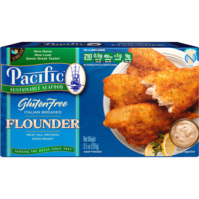 Pacific Sustainable Seafood™ Gluten Free Italian Breaded Flounder 9.5 oz. Box