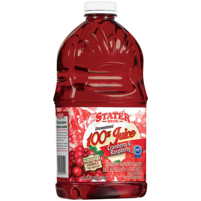 Stater Bros. Cranberry & Raspberry Unsweetened Juice 64 Fl Oz Plastic Bottle