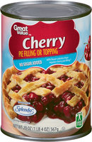 Great Value™ Cherry No Sugar Added Pie Filling or Topping 20 oz. Can