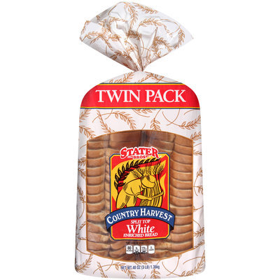 Stater Bros® Country Harvest Split Top White Enriched Bread Twin Pack 3 lb. Bag