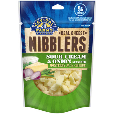Crystal Farms® Cheese Nibblers Sour Cream & Onion Seasoned Monterey Jack Cheese 1.5 oz. Package