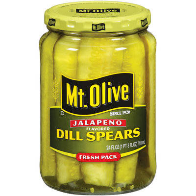 Mt. Olive Dill Spears Jalapeno Flavored Fresh Pack Pickles 24 Oz Jar