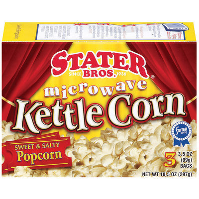 Stater Bros. Kettle Corn 3 Ct Microwave Popcorn 10.5 Oz Box