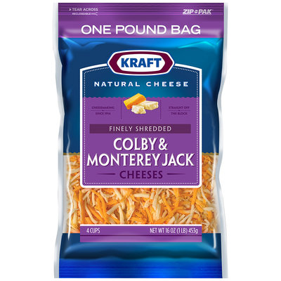 Kraft Finely Shredded Colby & Monterey Jack Cheeses 16 oz. ZIP-PAK®