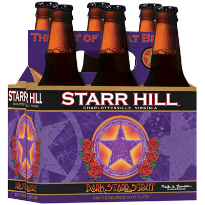 Starr Hill 12 Oz Dark Starr Stout Beer 6 Pk Glass Bottles