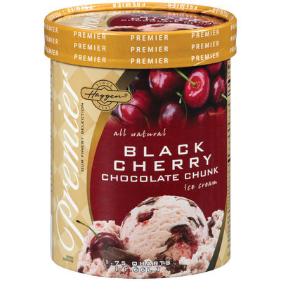 Haggen Black Cherry Chocolate Chunk Ice Cream 1.75 Qt Carton