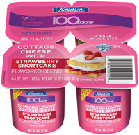 Knudsen 100 Calorie Strawberry Shortcake Small Curd 2% Milkfat Lowfat 4 Oz Cottage Cheese 4 Ct Cups