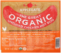 Applegate® The Great Organic Uncured Chicken Hot Dog 12 oz. Pack