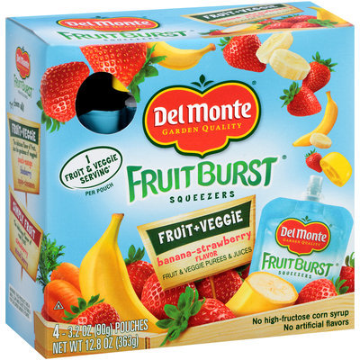 Del Monte® Fruit Burst Squeezers Banana-Strawberry Flavor Fruit & Veggie Purees & Juices