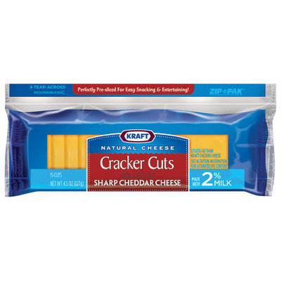 Kraft Natural Cheese Snacks Cheddar Sharp 2% Milk 15 Cuts Cracker Cuts 4.5 Oz Zip Pak