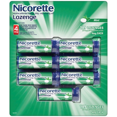 NICORETTE Lozenge Mint Flavor 4mg Poppacs Stop Smoking Gum 189 CT BOX