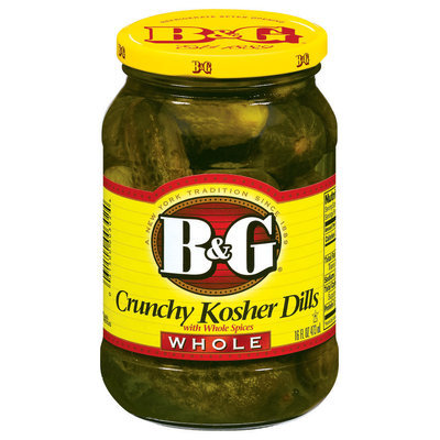 B&G Crunchy Kosher Dills Whole Pickles 16 Oz Jar