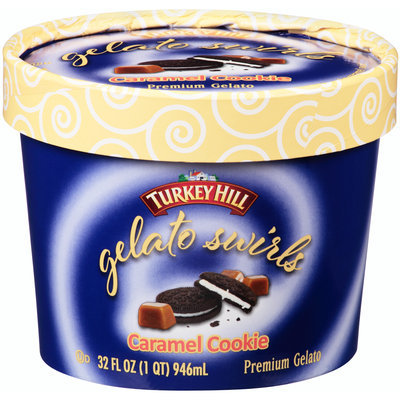 Turkey Hill® Gelato Swirls Caramel Cookie Premium Gelato 32 fl oz. Carton