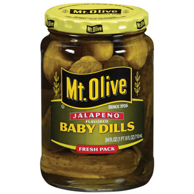Mt. Olive Baby Dills Jalapeno Flavored Fresh Pack Pickles 24 Oz Jar