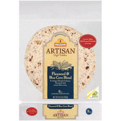 Mission Artisan Style Flaxseed & Blue Corn Blend 8 Ct Tortillas 10.4 Oz Bag