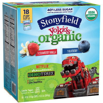 Stonyfield Yokids® Strawberry Vanilla & Blueberry Organic Squeezers® Lowfat Yogurt 18-4 oz. Cups