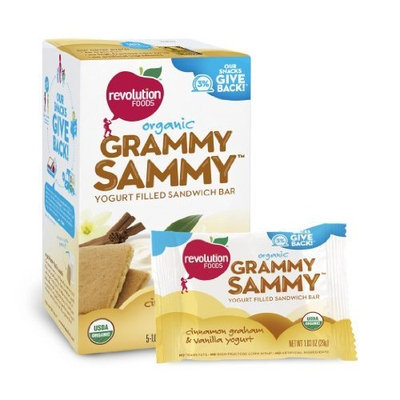 Revolution Foods Organic Grammy Sammy Sandwich Bar, Cinnamon Graham & Vanilla Yogurt, 5-Count Sandwich Bars (Pack of 5)