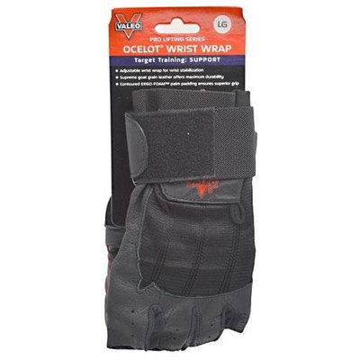 Valeo Black Ocelot Lifting Glove w/ Wrist Wraps