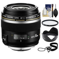 Canon EF-S 60mm f/2.8 Macro USM Lens + UV Filter + Hood + Accessory Kit for EOS 6D, 70D, 5D Mark II III, Rebel T3, T3i, T4i, T5, T5i, SL1 DSLR Cameras