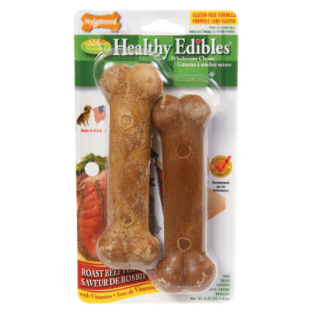 Nylabone Healthy Edibles Dog Bone - Roast Beef Twin Pack