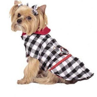 Max's Closet Buffalo Plaid Dog Coat in Black/White Size: Medium