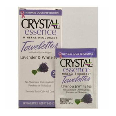Crystal Essence Mineral Deodorant Towelettes Lavender and White Tea 24 Towelettes