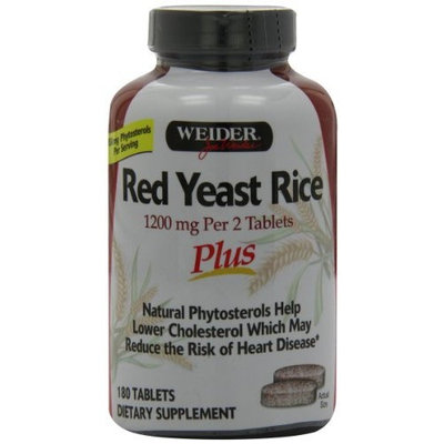 Weider Red Yeast Rice Plus with Phytosterols 1200 mg per 2 Tablets - 180 Tablets