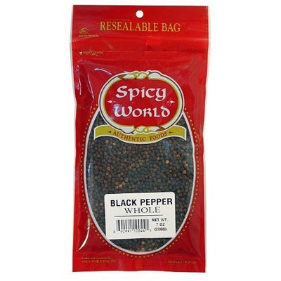 Spicy World Black Pepper Whole, 7-Ounce Pouches (Pack of 6)