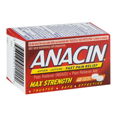 Anacin Pain Reliever Coated Tablets Max Strength - 40 CT