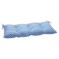 Pillow Perfect Outdoor Tufted Bench/Loveseat/Swing Cushion - Blue/White Geometric