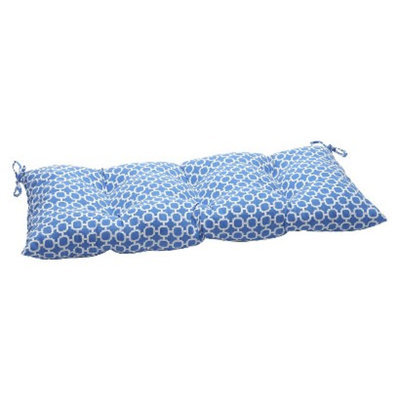 Pillow Perfect Outdoor Tufted Bench/Loveseat/Swing Cushion - Blue/White Geometric