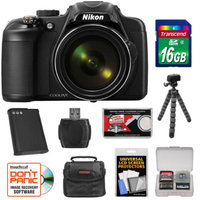 Nikon Coolpix P600 Wi-Fi Digital Camera (Black) - Factory Refurbished with 16GB Card + Battery + Case + Flex Tripod + Kit
