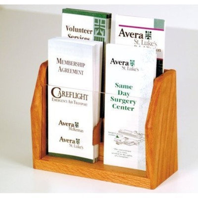 Wooden Mallet 4-Pocket Countertop Brochure Display, Medium Oak