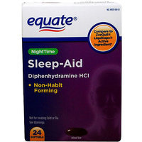 Equate Alcohol Free Night Time Sleep Aid Softgels, 24 count