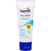 Coppertone Oil Free Faces Sunscreen Lotion, SPF 15+, 3 fl oz