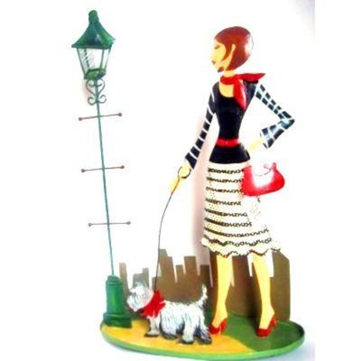 Brooke Boutique Jewelry Organizer Earring Holder City Girl Walking Grey Dog