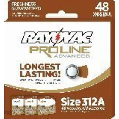 Rayovac Mercury Free Proline Advanced Size 312 Hearing Aid Batteries, Total of 48 Batteries
