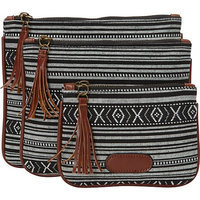 Nu-g nu G Aztec Print 3 Pack Pouch Black - nu G Ladies Cosmetic Bags