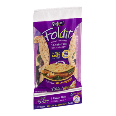 Flatout Foldit Artisan Flatbreads 5 Grain Flax - 6 CT