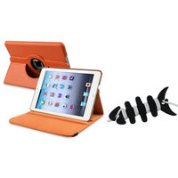 Insten iPad Mini 3/2/1 Case, by INSTEN Protective Orange 360 Swivel Swivel Leather Case for iPad Mini 1/2/3+Fishbone Wrap