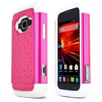 Cgetc Hot Pink w/ Bling on White Protective Hybrid Case for ZTE Concord 2