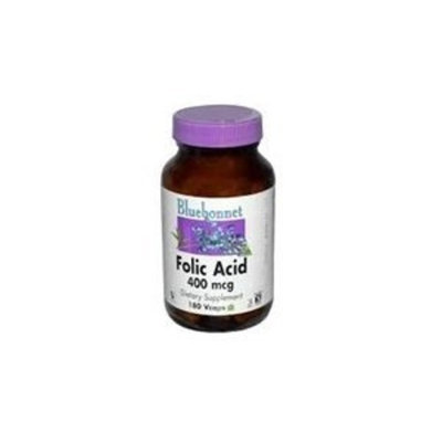 Bluebonnet Folic Acid 400 mcg Vegetable Capsules, 180 Count