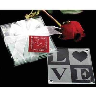Kate Aspen Love Glass Coaster Gift Set (Set of 12)